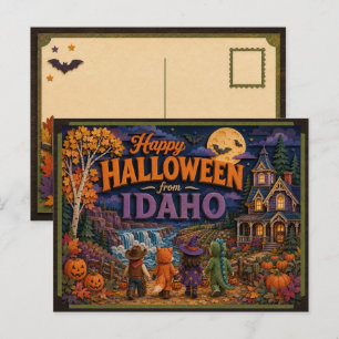 Cartão Postal Feliz Halloween das Crianças de Idaho