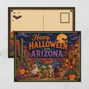 Cartão Postal Feliz Halloween das Crianças do Arizona