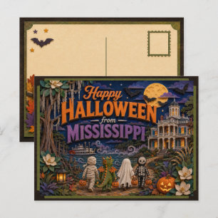Cartão Postal Feliz Halloween das Crianças do Mississippi