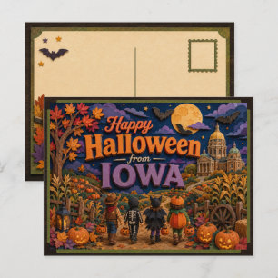 Cartão Postal Feliz Halloween de Iowa Kids