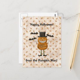 Cartão Postal Feliz Halloween Do Pumpkin Man
