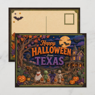 Cartão Postal Feliz Halloween Do Texas Kids