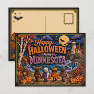 Cartão Postal Feliz Halloween Dos Meninos de Minnesota
