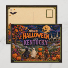 Cartão Postal Feliz Halloween Dos Meninos Do Kentucky