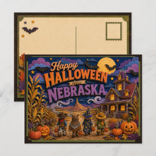 Cartão Postal Feliz Halloween Dos Miúdos de Nebraska
