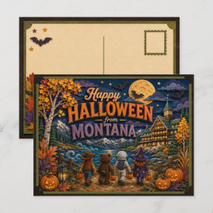 Cartão Postal Feliz Halloween dos Montana Kids