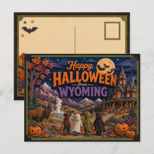 Cartão Postal Feliz Halloween dos Wyoming Kids