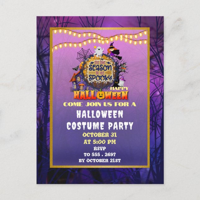 Cartão Postal Feliz Halloween É a Celebração da Temporada Assust (Frente)