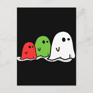 Cartão Postal Feliz Halloween - Fantasmas Italianos Kawaii Cute