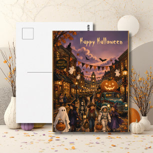 Cartão Postal Feliz Halloween Festivo Truque ou Tratamento Desfi
