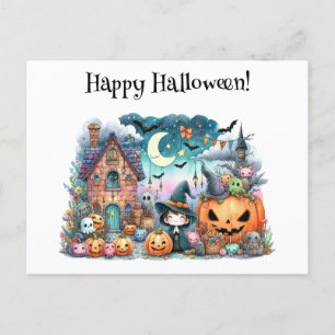 Cartão Postal Feliz Halloween Kawaii