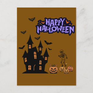 Cartão Postal Feliz Halloween marrom