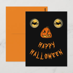 Cartão Postal Feliz Halloween Olhos de Bruxa e Nariz de Abóbora