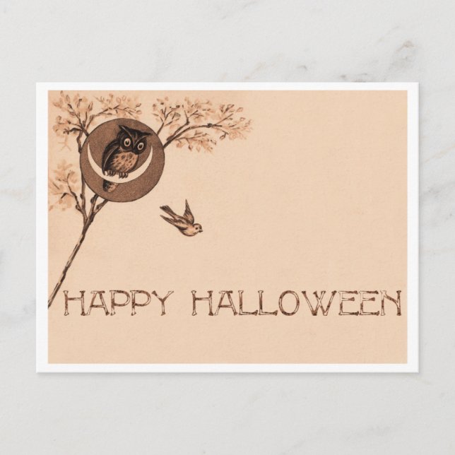 Cartão Postal Feliz Halloween Owl (Frente)