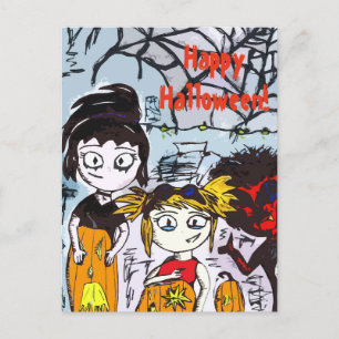Cartão Postal Feliz Halloween Pumpkin Carving