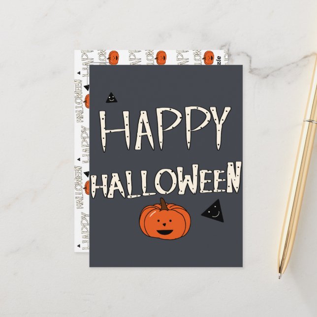 Cartão Postal Feliz Halloween Pumpkin Design (Frente/Verso In Situ)