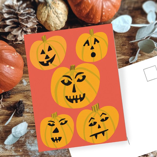 Cartão Postal FELIZ HALLOWEEN Pumpkins Jack-O-Lanternas (HAPPY HALLOWEEN Pumpkins Jack-O-Lanterns Cute Funny Postcard
)