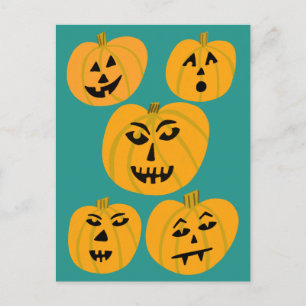 Cartão Postal FELIZ HALLOWEEN Pumpkins Jack-O-Lanternas