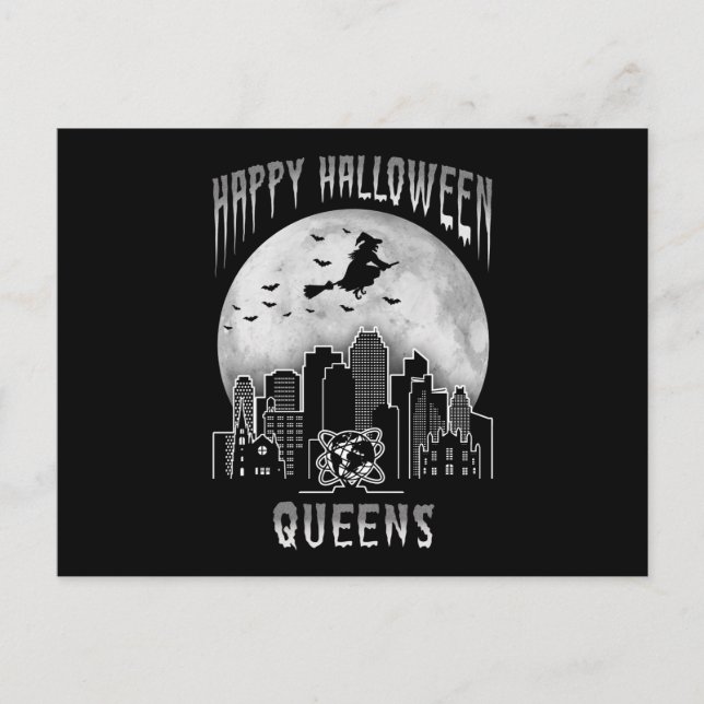 Cartão Postal Feliz Halloween Queens Nova York (Frente)