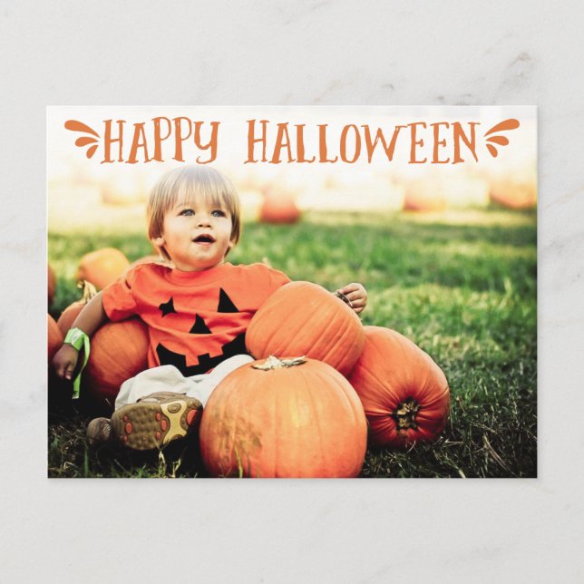 Cartão Postal Feliz Halloween Saudação de Foto Personalizada (Frente)