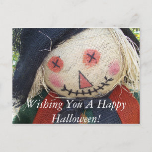 Cartão Postal Feliz Halloween Scarecrow