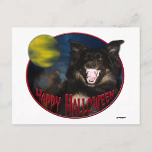 Cartão Postal Feliz Halloween Scary Wolf