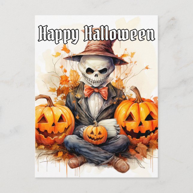 Cartão Postal Feliz Halloween Sinister Witch Doctor Illustration (Frente)