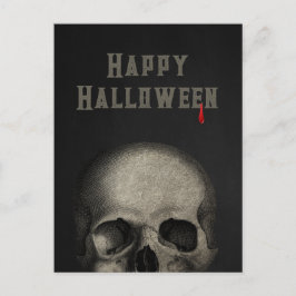 Cartão Postal Feliz Halloween Spooky Caveira Humana