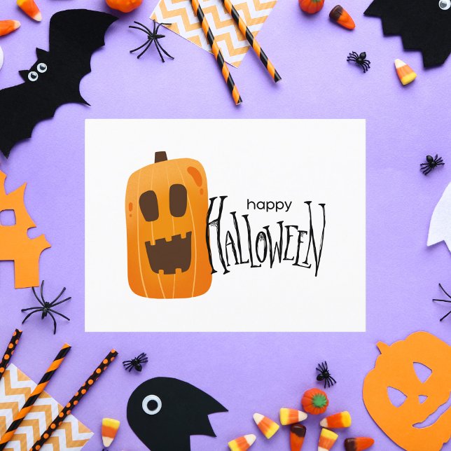 Cartão Postal Feliz Halloween Spooky Pumpkin (Criador carregado)