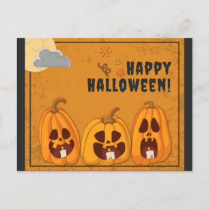 Cartão Postal Feliz Halloween Spooky Pumpkins