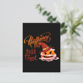 Cartão Postal Feliz Halloween Truque ou Tratamento Abóbora