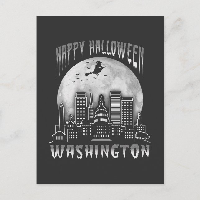 Cartão Postal Feliz Halloween Washington DC (Frente)