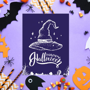 Cartão Postal Feliz Halloween Witold Hat e Graveyard