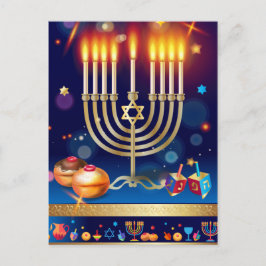 Cartão Postal Feliz Hanukkah Belo Feriado Judeu