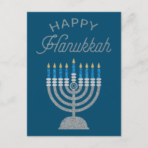 Cartão Postal Feliz Hanukkah Glitter