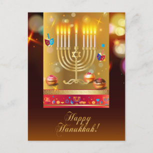 Cartão Postal Feliz Hanukkah, lindo feriado judaico