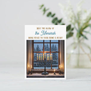 Cartão Postal Feliz Hanukkah Que o Brilho da Menorá