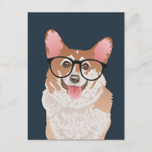 Cartão Postal Feliz Hipster Pembroke Welsh Corgi