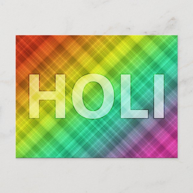 Cartão Postal feliz holi: festival de cor e primavera (Frente)