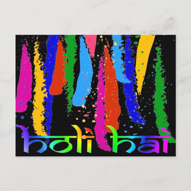 Cartão Postal Feliz Holi Saudações (Frente)