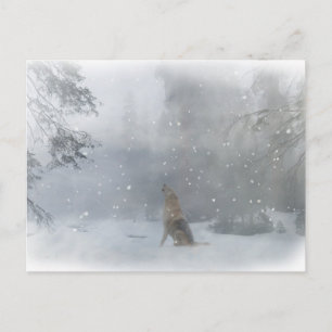 Cartão Postal Feliz "Howl"Sextas Wolf no Cartão-Postal da Neve