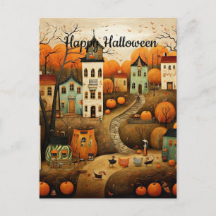 Cartão Postal Feliz ilustração colorida de Halloween