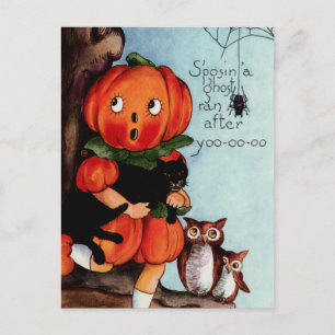 Cartão Postal Feliz Ilustração de Vintagem de Halloween
