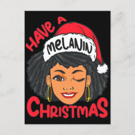 Cartão Postal Feliz Melanin Feliz de Natal X-mas Black Sista