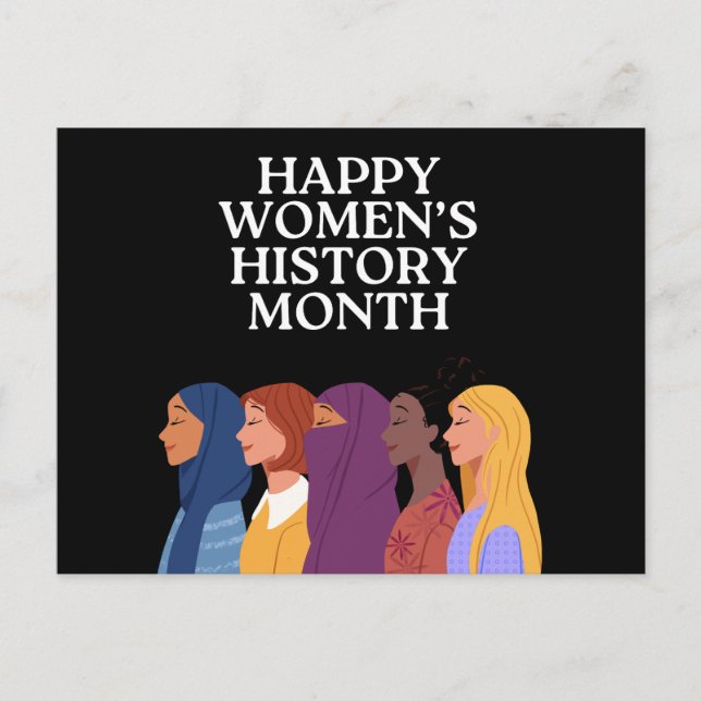 Cartão Postal Feliz Mês da História das Mulheres (Frente)