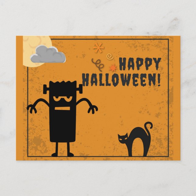 Cartão Postal Feliz Monstro Spooky do Halloween (Frente)