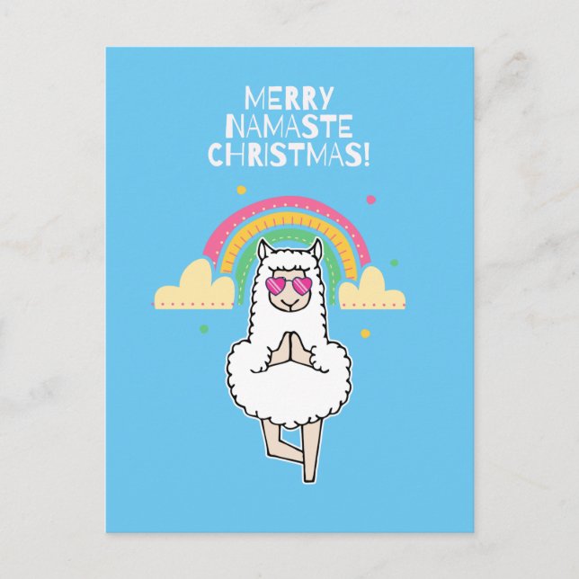 Cartão Postal Feliz Namaste Christmas Aqua (Frente)
