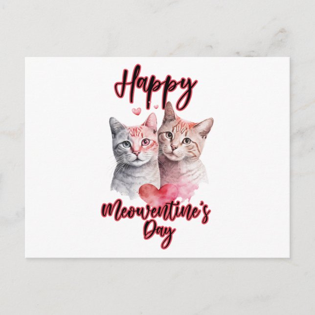 Cartão Postal Feliz Namorados de Gato do Dia de Meowentine (Frente)