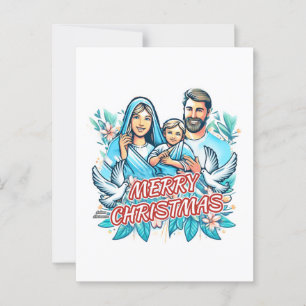 Cartão Postal Feliz Natal - A Santa Família - Natividade