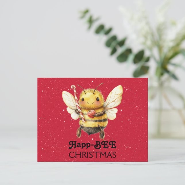 Cartão Postal Feliz Natal Abelha (Em pé/Frente)